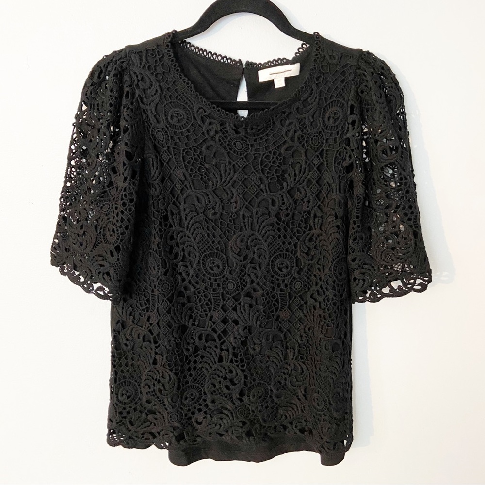 Anthropology eri & ali | Black lace blouse